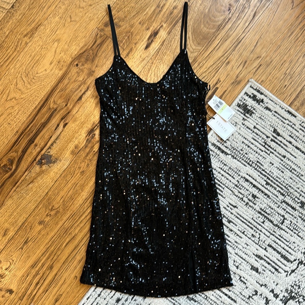 1.state Black Sequin Mini Dress S
